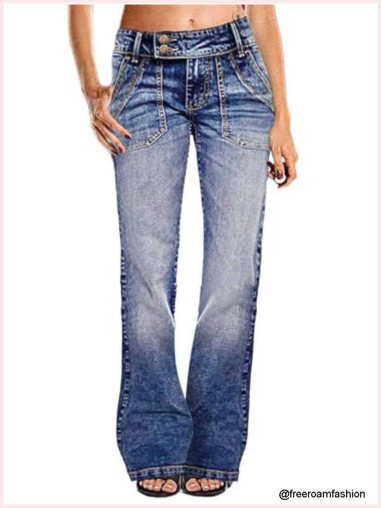 Wide Leg Low Rise Baggy Stretchy Bootcut Denim Jeans